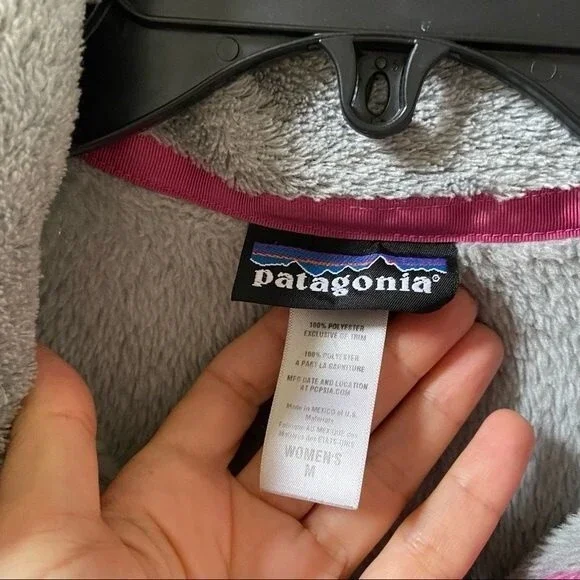 Patagonia Re-Tool Snap-T Gray Pink Pullover Fleece M - Picture 6 of 13